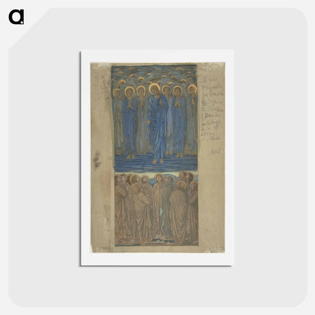 アートポストカード-Ascension of Christ (Acts I, 1–9): Study for stained-glass window - エドワード バーン ジョーンズ Postcard.