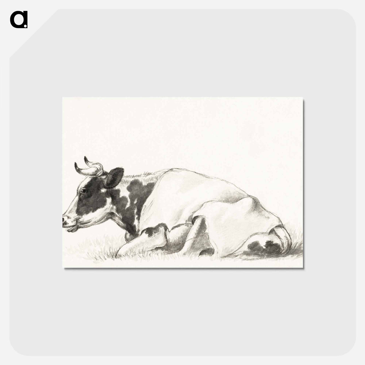 アートポストカード-Lying cow - ジャン ベルナール Postcard.