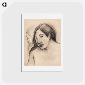 アートポストカード-Heads of Tahitian Women, Frontal and Profile Views - ポール ゴーギャン Postcard.