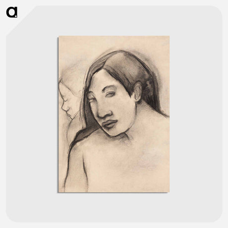 アートポストカード-Heads of Tahitian Women, Frontal and Profile Views - ポール ゴーギャン Postcard.