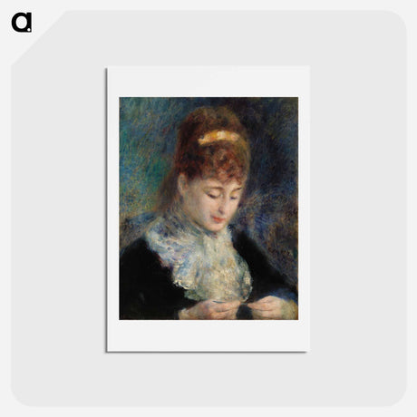 アートポストカード-Woman Crocheting - ピエール オーギュスト ルノワール Postcard.