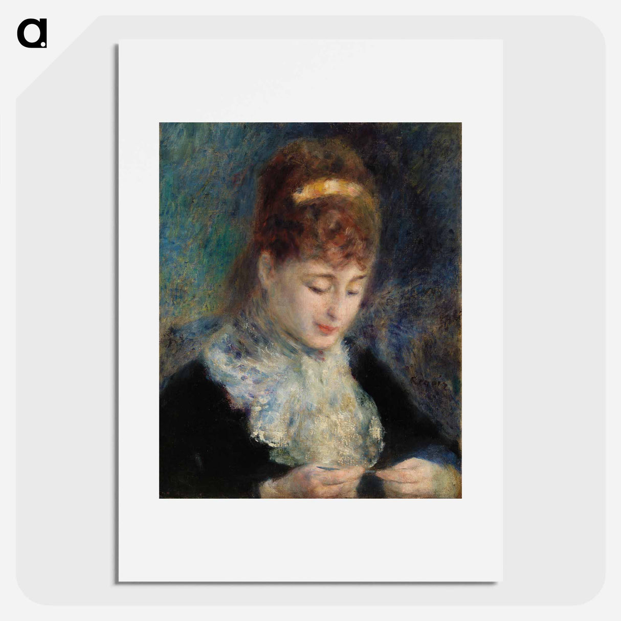 Woman Crocheting - Pierre-Auguste Renoir Poster.