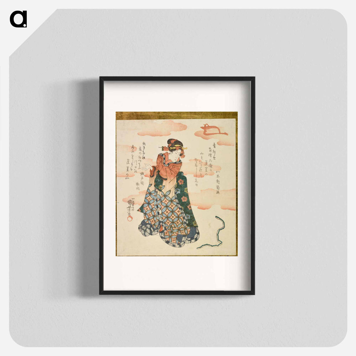 Woman and toy snake - 歌川 国芳 Poster.