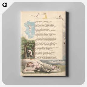 アートパネル-Young's Night Thoughts, Page 4, "What, though My Soul Fantastick Measures Trod" - ウィリアム ブレイク Canvas.
