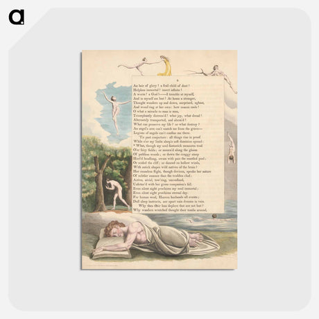 アートポストカード-Young's Night Thoughts, Page 4, "What, though My Soul Fantastick Measures Trod" - ウィリアム ブレイク Postcard.