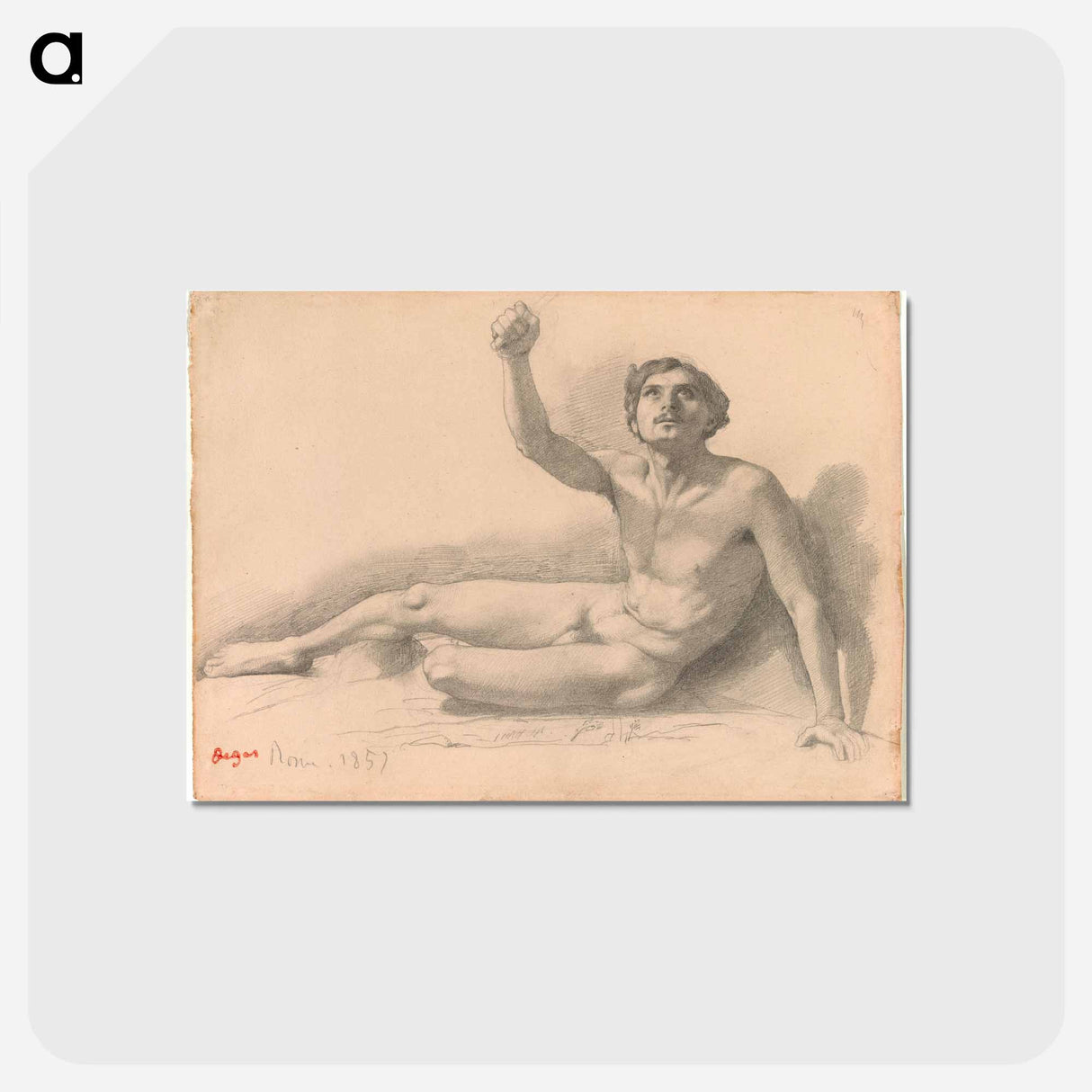 アートポストカード-Study of a Male Nude - エドガー ドガ Postcard.