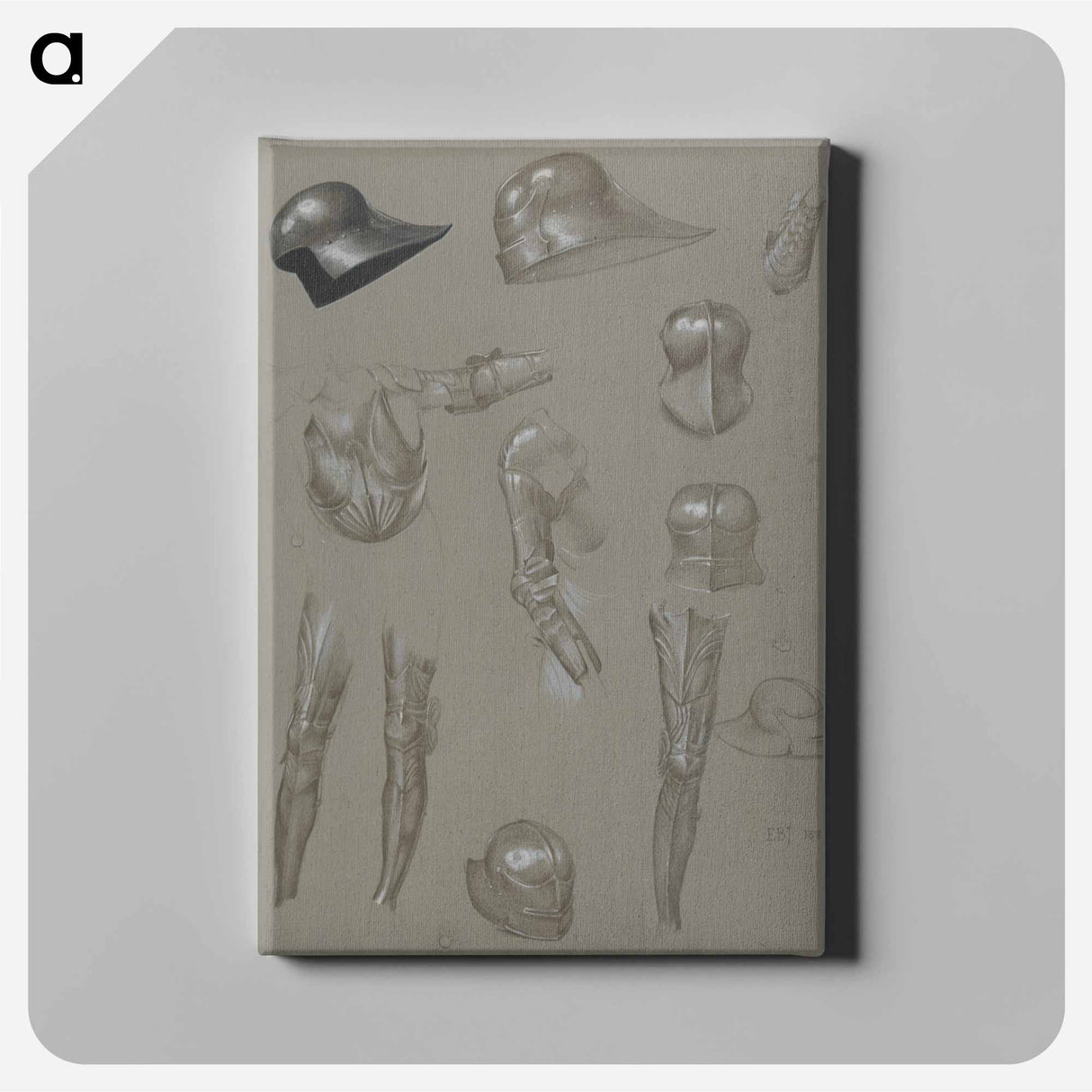 Studies of a Suit of Armor - エドワード バーン ジョーンズ Canvas.