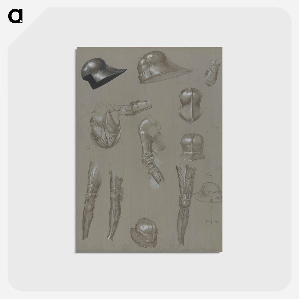 アートポストカード-Studies of a Suit of Armor - エドワード バーン ジョーンズ Postcard.