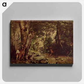 アートパネル-The Return of the Deer to the Stream at Plaisir Fontaine - ギュスターヴ クールベ Canvas.