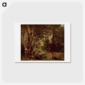 アートポストカード-The Return of the Deer to the Stream at Plaisir Fontaine - ギュスターヴ クールベ Postcard.