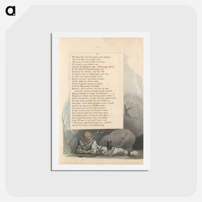 アートポストカード-Young's Night Thoughts, Page 15, "The Longest Night Though Longer Far, Would Fail" - ウィリアム ブレイク Postcard.