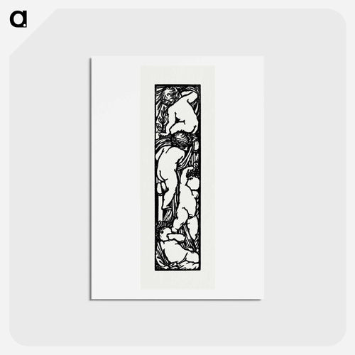 Love is Enough–Upright Border or Sidepiece with four Puti - ウィリアム モリス Postcard.