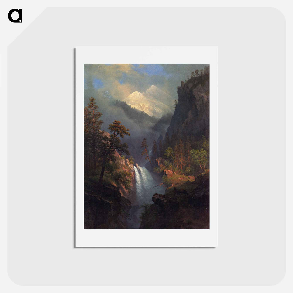 Cascading Falls at Sunset - アルバート ビアスタット Postcard.