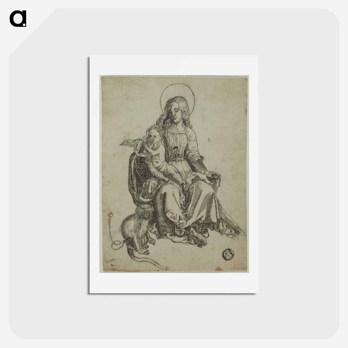 アートポストカード-Madonna with the Monkey - アルブレヒト デューラー Postcard.