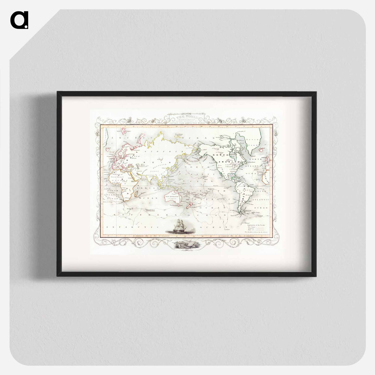 The Voyages of Captain James Cook - アンティーク地図 Poster.