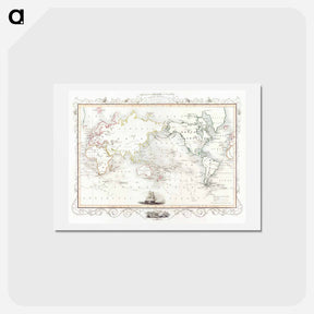 アートポストカード-The Voyages of Captain James Cook - アンティーク地図 Postcard.