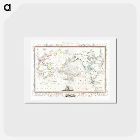 アートポストカード-The Voyages of Captain James Cook - アンティーク地図 Postcard.