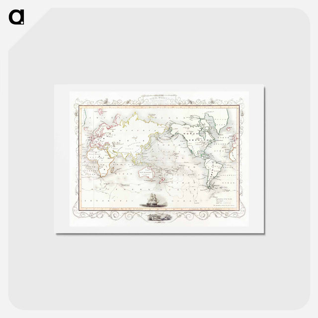 アートポストカード-The Voyages of Captain James Cook - アンティーク地図 Postcard.