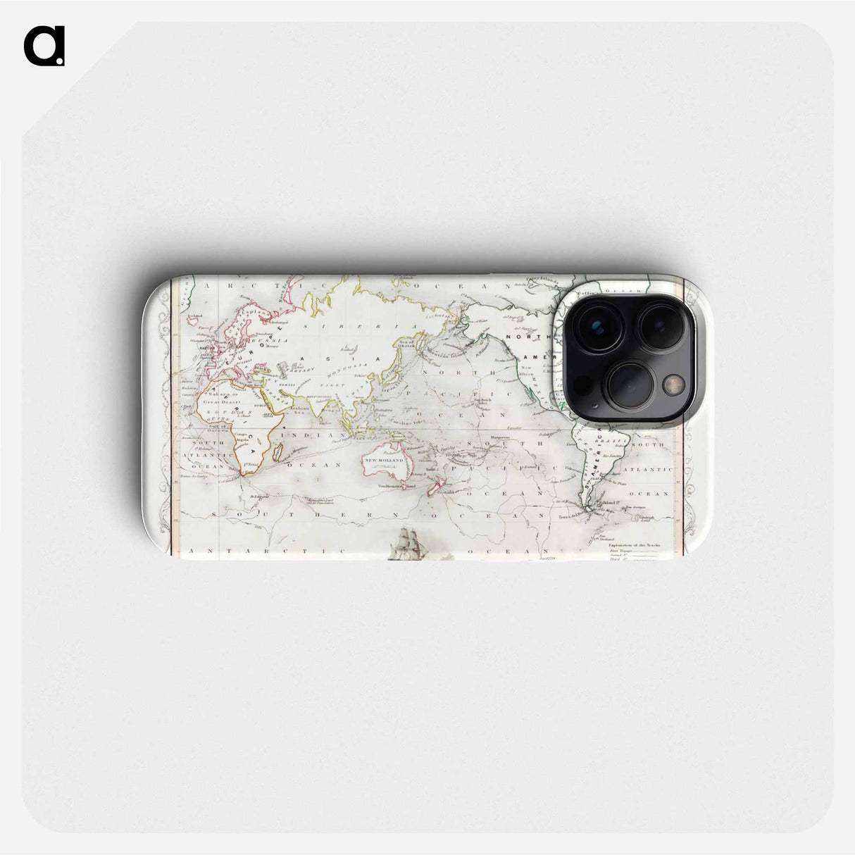 The Voyages of Captain James Cook - アンティーク地図 Phone Case.