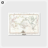 アートポストカード-The Voyages of Captain James Cook - アンティーク地図 Postcard.