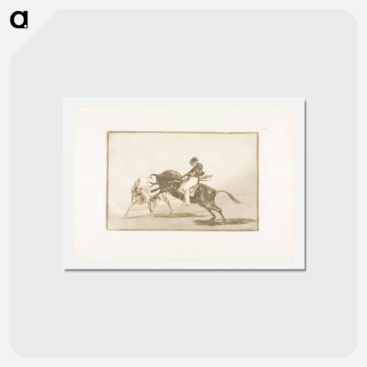 アートポストカード-The Same Ceballos, Mounted on Another Bull, Breaks Short Spears in the Ring at Madrid - フランシスコ デ ゴヤ Postcard.