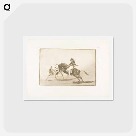 アートポストカード-The Same Ceballos, Mounted on Another Bull, Breaks Short Spears in the Ring at Madrid - フランシスコ デ ゴヤ Postcard.