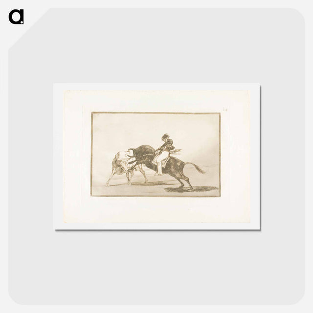 アートポストカード-The Same Ceballos, Mounted on Another Bull, Breaks Short Spears in the Ring at Madrid - フランシスコ デ ゴヤ Postcard.
