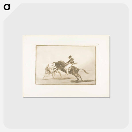 アートポストカード-The Same Ceballos, Mounted on Another Bull, Breaks Short Spears in the Ring at Madrid - フランシスコ デ ゴヤ Postcard.