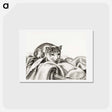 アートポストカード-Cat sitting in a basket - ジャン ベルナール Postcard.