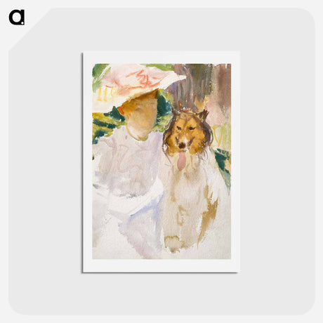 アートポストカード-Woman with Collie - ジョン シンガー サージェント Postcard.