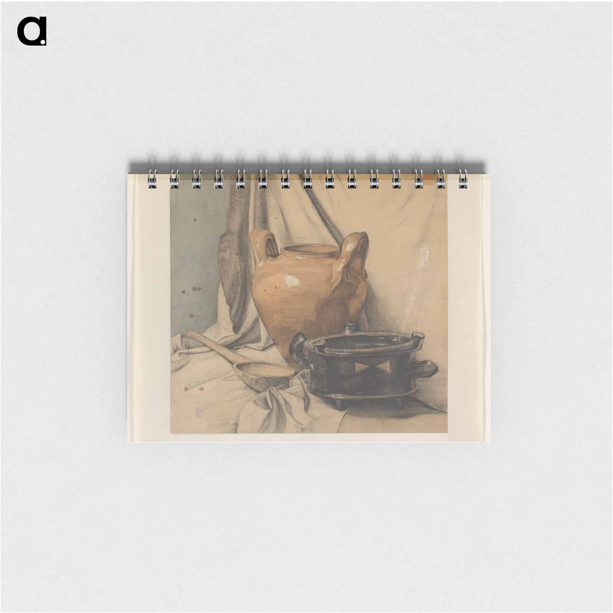 Stilleven met aardewerk en een houten lepel - ユリー デ フラーハ Memo.