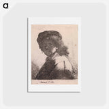 アートポストカード-Selfportrait in a cap and scarf with the face dark - レンブラント ファン レイン Postcard.