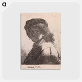 アートポストカード-Selfportrait in a cap and scarf with the face dark - レンブラント ファン レイン Postcard.