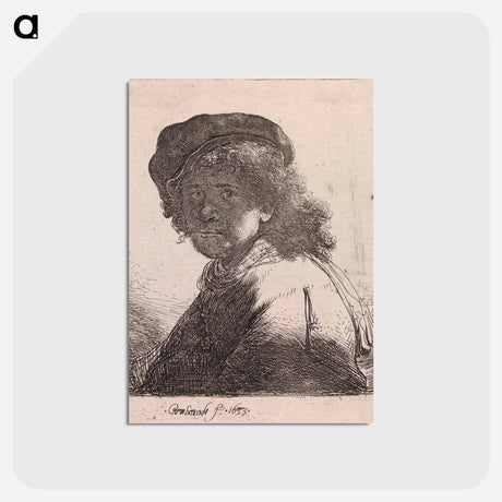 アートポストカード-Selfportrait in a cap and scarf with the face dark - レンブラント ファン レイン Postcard.