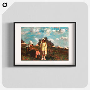 アートポスター-Two Girls with Sunbonnets In a Field - ウィンスロー ホーマー Poster.