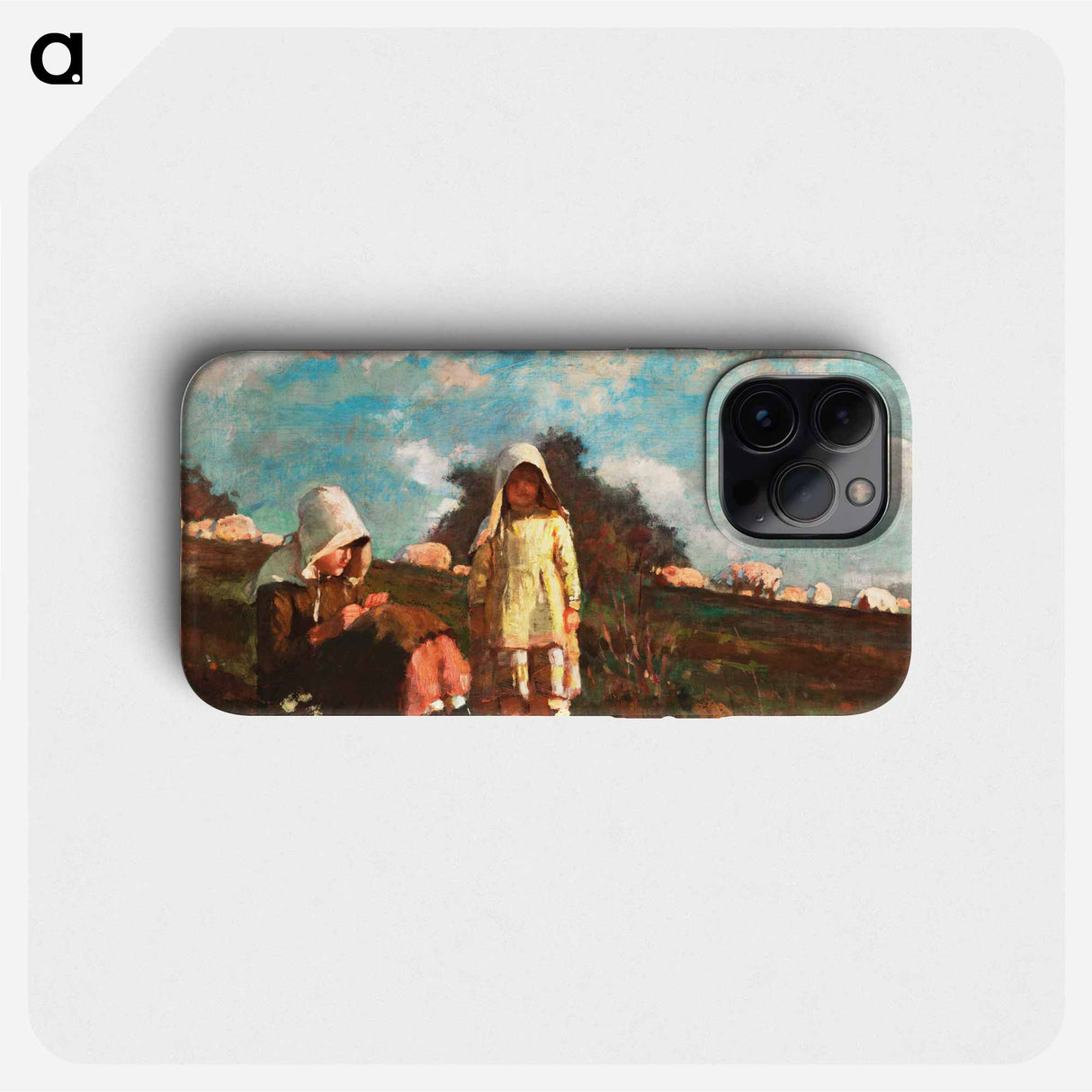 Two Girls with Sunbonnets In a Field - Winslow Homer Phone Case.