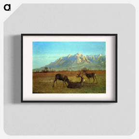 アートポスター-Deer in a Mountain Home - アルバート ビアスタット Poster.