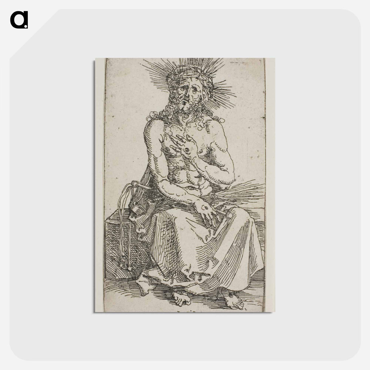 アートポストカード-Man of Sorrows, Seated - アルブレヒト デューラー Postcard.