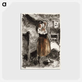アートポストカード-Woman Arranging Her Hair - カミーユ ピサロ Postcard.