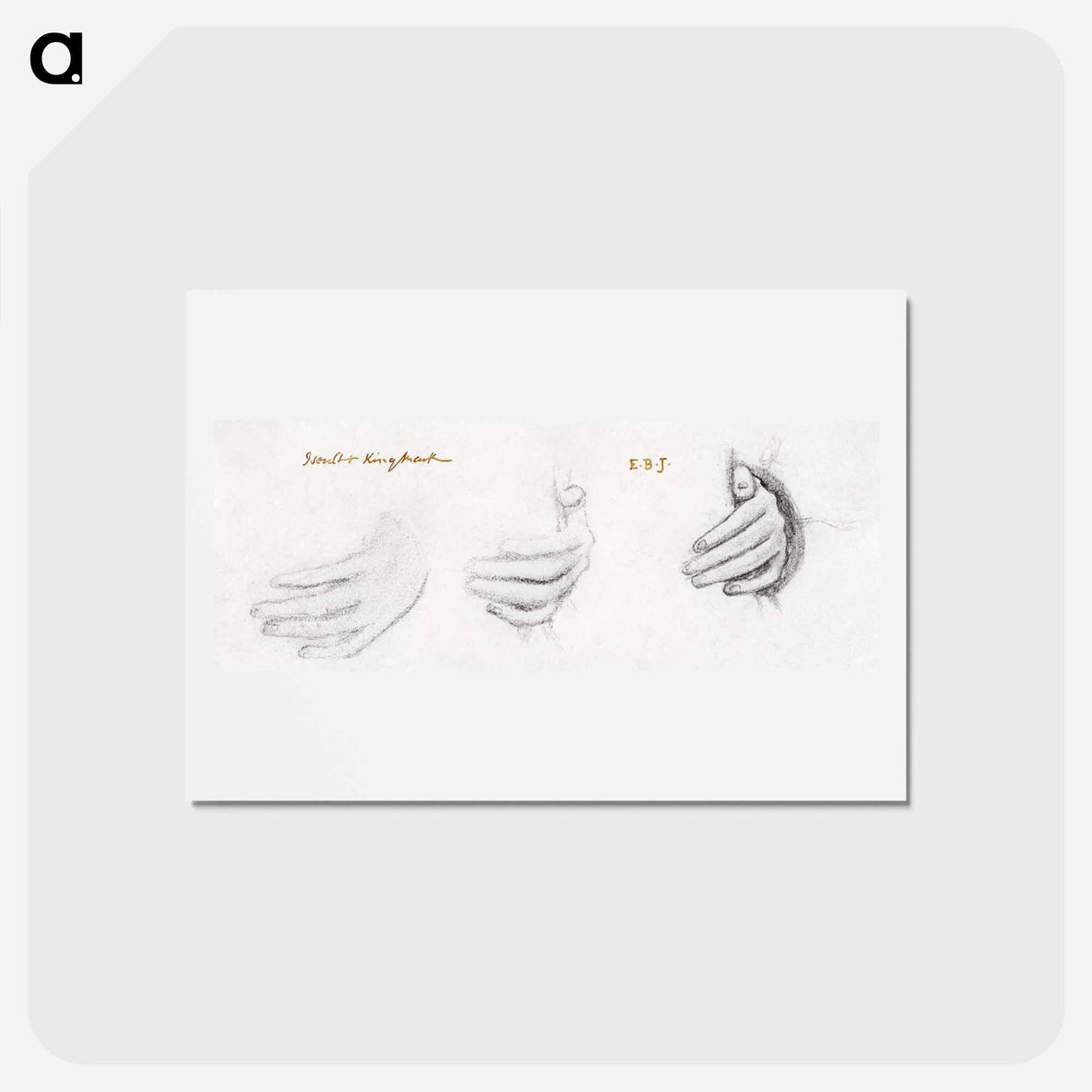 アートポストカード-King Mark and La Belle Iseult - 3 Studies for Left Hand of Iseult - エドワード バーン ジョーンズ Postcard.