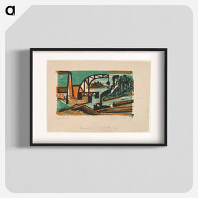 アートポスター-River Landscape with Crane and Barges - エルンスト ルートヴィヒ キルヒナー Poster.