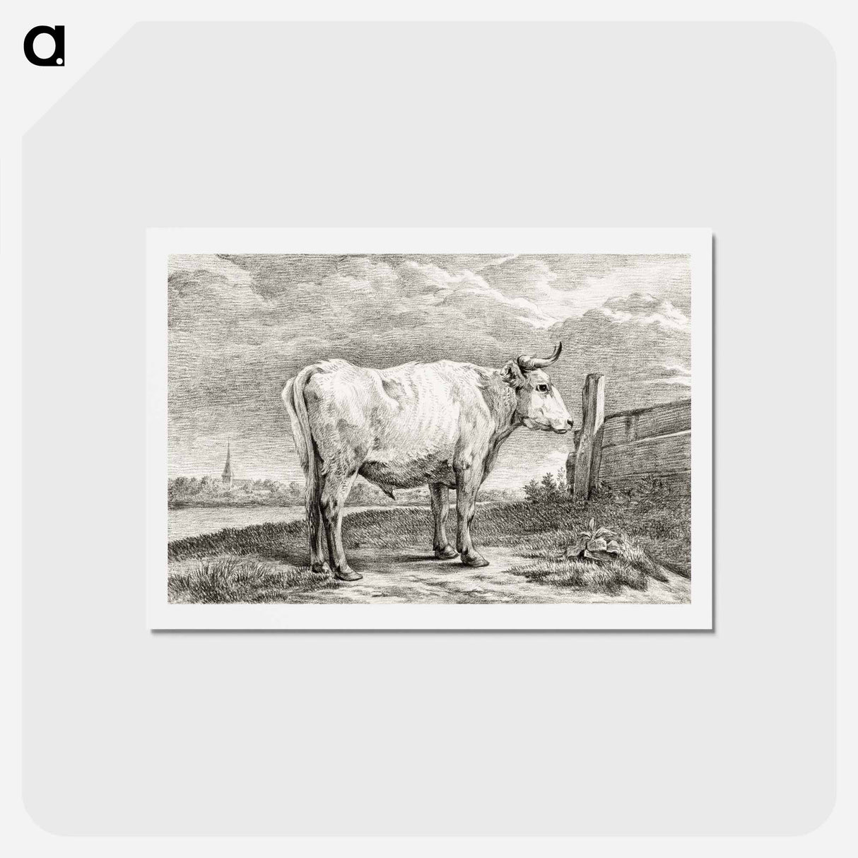 アートポストカード-Standing bull - ジャン ベルナール Postcard.