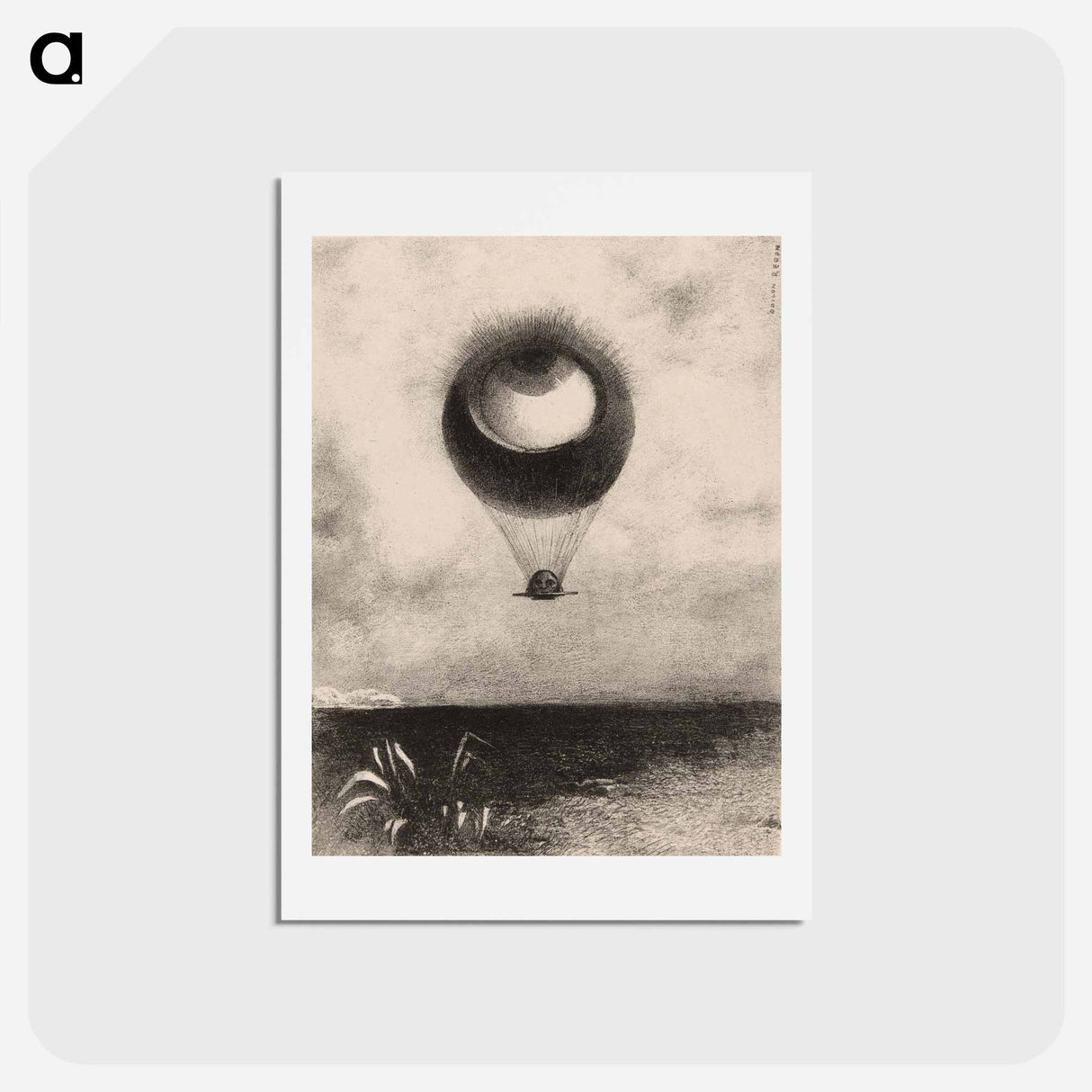 アートポストカード-The Eye, Like a Strange Balloon Moves Towards Infinity - オディロン ルドン Postcard.
