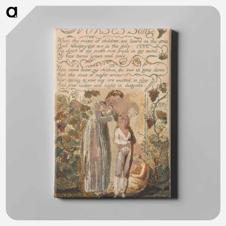 アートパネル-Songs of Innocence and of Experience, Plate 37, "Nurses Song" - ウィリアム ブレイク Canvas.