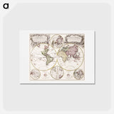 アートポストカード-Planiglobii terrestris mappa vniversalis - アンティーク地図 Postcard.