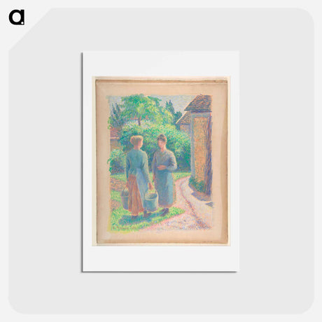 アートポストカード-Two Women in a Garden - カミーユ ピサロ Postcard.
