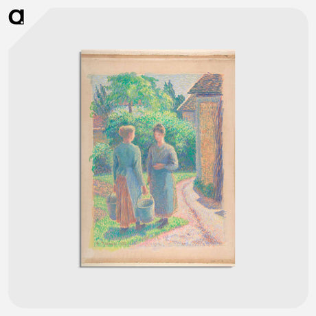 アートポストカード-Two Women in a Garden - カミーユ ピサロ Postcard.