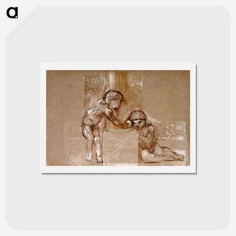 アートポストカード-Troy Triptych - Study of Two Putti - エドワード バーン ジョーンズ Postcard.