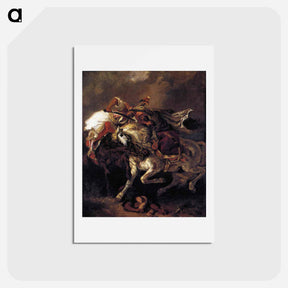 アートポストカード-The Battle of Giaour and Hassan - ウジェーヌ ドラクロワ Postcard.