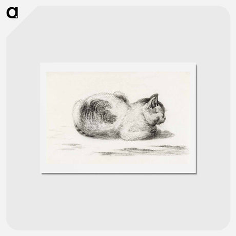 アートポストカード-Reclining cat - ジャン ベルナール Postcard.